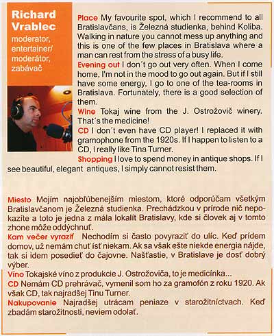 What's on Bratislava and Slovakia, marec 2004: Richard Vrablec - moderator/entertainer