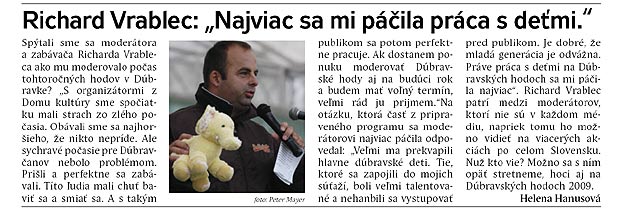 Dúbravský Spravodajca/Október 2008: Najviac sa mi páčila práca s ďeťmi
